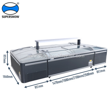 Commercial double glass display horizontal chiller freezer
